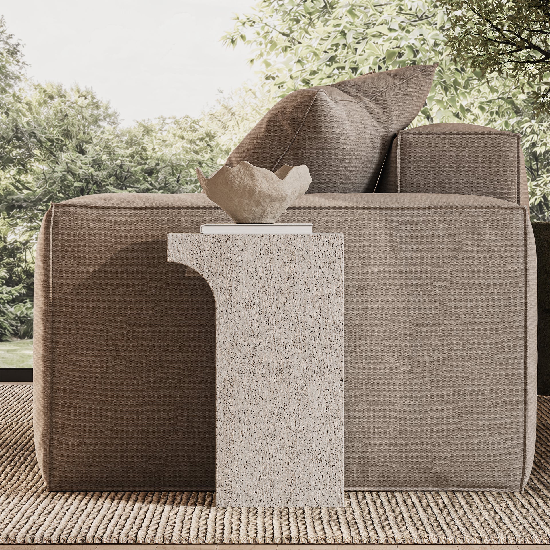 Arlo Side Table - Raw Travertine