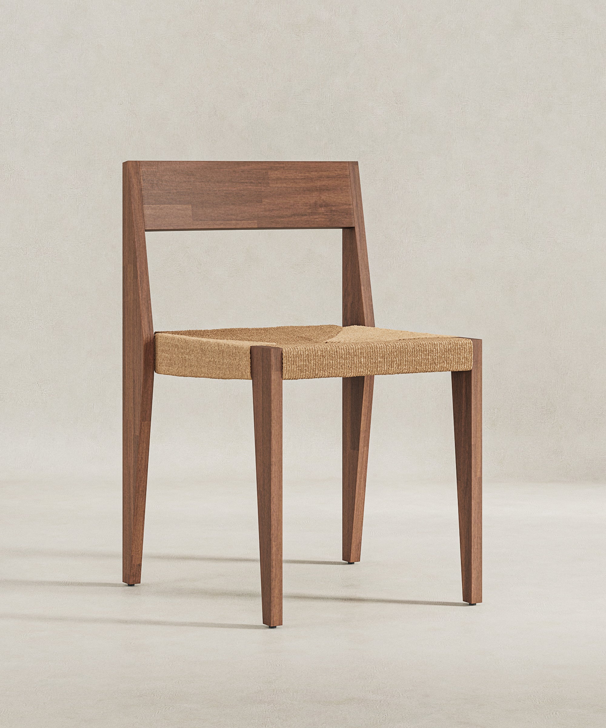 My Store Bhodi dining chair with wooden legs and upholstered seat, modern design for dining room or kitchen use.